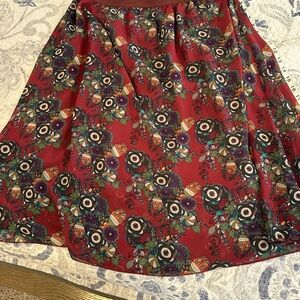 LuLaRoe A-Line Skirt in Red with Floral Patterns